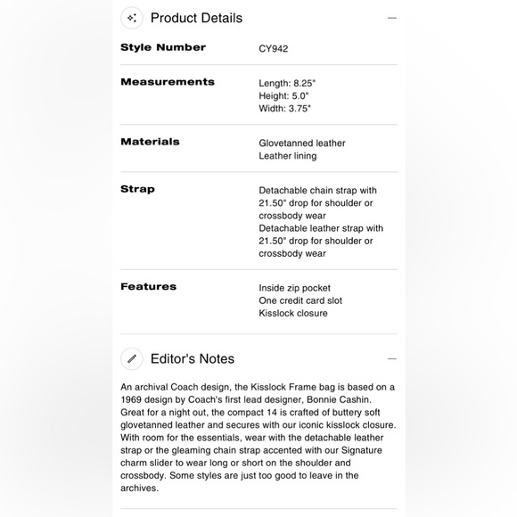 Coach Kisslock Frame Bag 14 Crossbody in Brass/Black Glovetanned Leather NWT - Picture 14 of 15